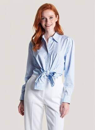 Chemisier coupe cintrée manches longues bleu LUMINA femme