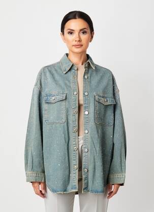 Veste casual poignets boutonnés avec fente bleu KING KONG femme
