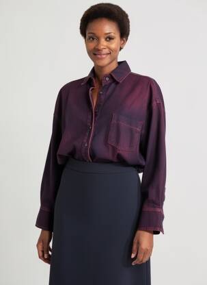 Chemisier coupe droite manches longues violet KING KONG femme