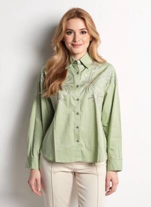 Chemisier coupe droite manches longues vert CIVICO 1 femme