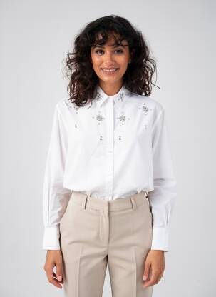 Chemisier coupe droite manches longues blanc DIANA GALLESI femme