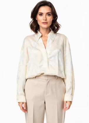 Blouse légère et transparente manches longues beige CIVICO 1 femme