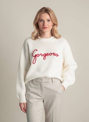 Pull coupe droite manches longues blanc LUMINA femme