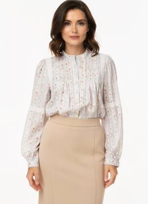 Blouse tissage popeline manches longues bleu CIVICO 1 femme
