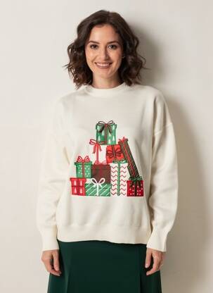 Pull coupe droite manches longues blanc CIVICO 1 femme