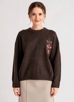 Pull coupe droite manches longues marron CIVICO 1 femme