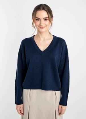 Pull coupe droite manches longues bleu ANGELA DAVIS femme