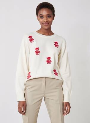 Pull coupe cintrée manches longues blanc ANGELA DAVIS femme