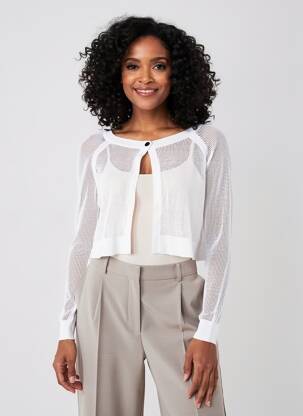 Gilet manches longues col rond blanc DIANA GALLESI femme