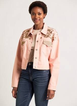 Veste casual poignets boutonnés avec fente rose DE ROYAL femme