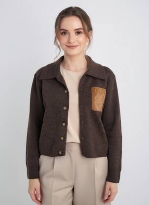 Gilet manches longues stretch marron CIVICO 1 femme