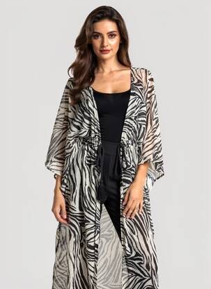 Veste kimono col v noir LUMINA femme