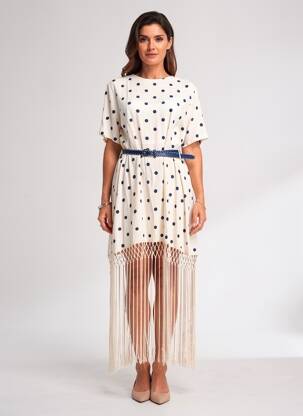 Robe longue manches courtes manches courtes beige DE ROYAL femme