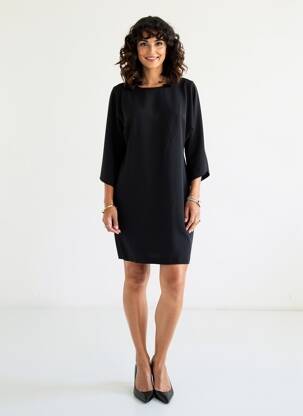 Robe courte manches 3/4 manches 3/4 noir ANGELA DAVIS femme