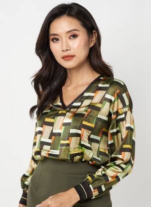 T-shirt imprimé fantaisie manches longues vert ALDO MARTIN'S femme
