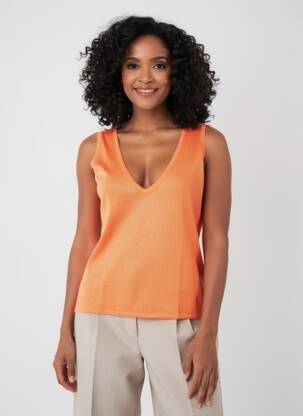 Débardeur col v sans manche orange LOLA CASADEMUNT femme