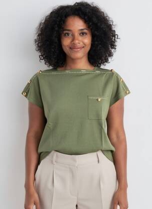 Top manches courtes manches courtes vert LEO & UGO femme