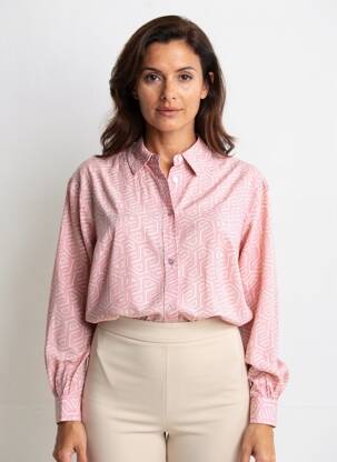 Chemisier imprimé fantaisie manches longues rose CREAM femme