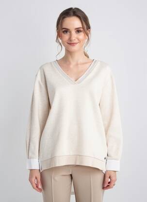 Pull coupe droite manches longues beige CREAM femme