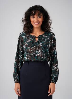 Blouse tissage popeline manches longues noir CREAM femme