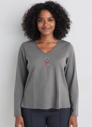 T-shirt manches longues manches longues gris DIPLODOCUS femme