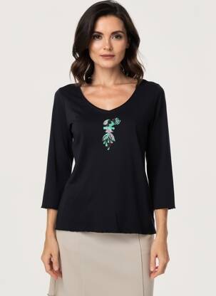 T-shirt manches 3/4 manches 3/4 noir DIPLODOCUS femme