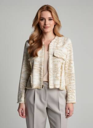 Veste casual col rond beige EVA KAYAN femme
