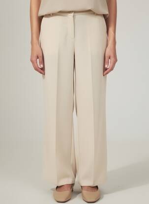 Pantalon large tissage crêpe taille normale beige CREAM femme