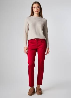 Pantalon slim tissage popeline taille normale rouge ZERRES femme