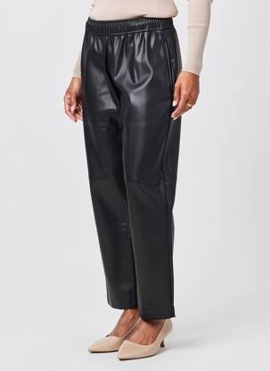 Pantalon droit taille élastique taille normale noir LEO & UGO femme