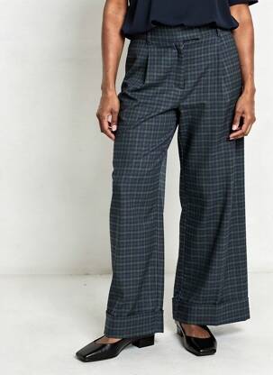 Pantalon large fermeture zippée sous rabat avec crochet taille normale bleu O'MER femme