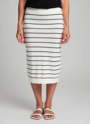 Jupe mi-longue taille normale blanc CREAM femme
