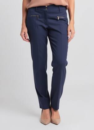 Pantalon slim tissage popeline taille normale bleu EVA KAYAN femme