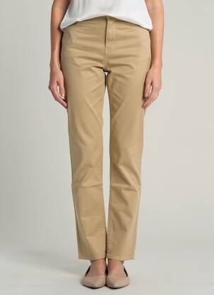 Pantalon droit stretch taille haute beige KANOPE femme