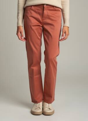 Pantalon droit stretch taille haute orange KANOPE femme