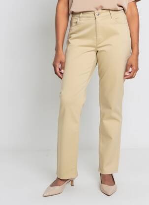 Pantalon droit stretch taille haute beige clair KANOPE femme