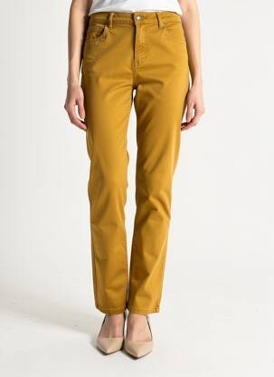 Pantalon droit stretch taille haute jaune KANOPE femme