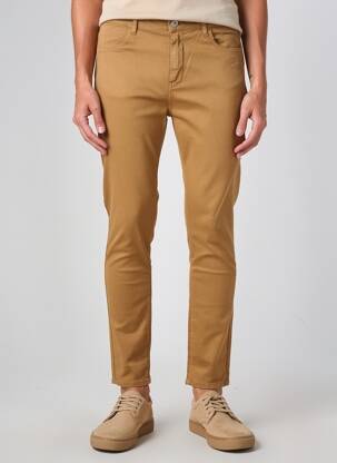 Pantalon slim tissage popeline taille normale marron KANOPE femme