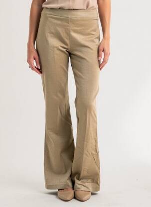 Pantalon flare stretch taille haute beige RINASCIMENTO femme