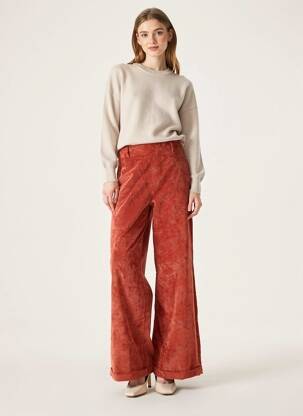 Pantalon large fermeture zip latéral taille haute orange STUDIO PARISIEN femme