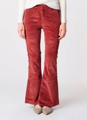 Pantalon flare stretch taille haute orange HAPPY femme