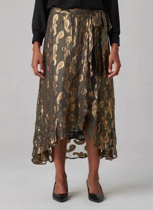 Jupe longue imprimé fantaisie noir SUNCOO femme