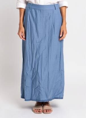 Jupe longue coupe droite bleu VAN-DOS femme