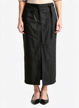 Jupe longue coupe droite noir SUNCOO femme