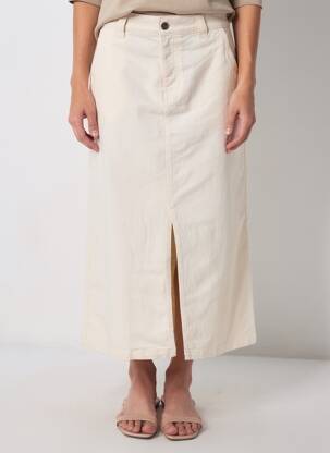 Jupe longue coupe droite beige YERSE femme