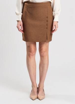 Jupe courte coupe droite marron AMELIE & AMELIE femme