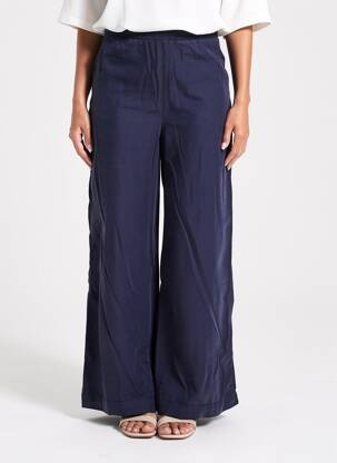 Pantalon large tissage popeline taille normale bleu KANOPE femme