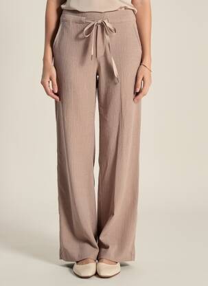 Pantalon droit tissage crêpe taille normale blanc STREET ONE femme