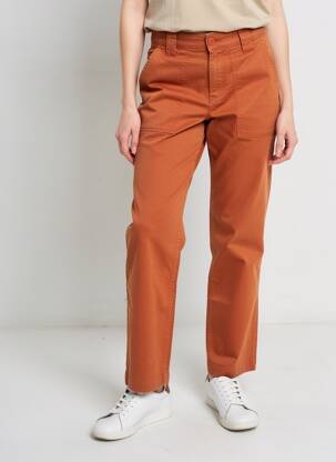 Pantalon chino tissage popeline taille normale orange KANOPE femme
