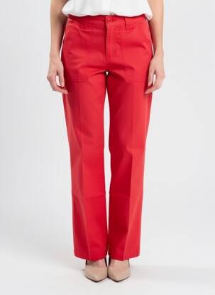 Pantalon droit tissage popeline taille normale rouge KANOPE femme